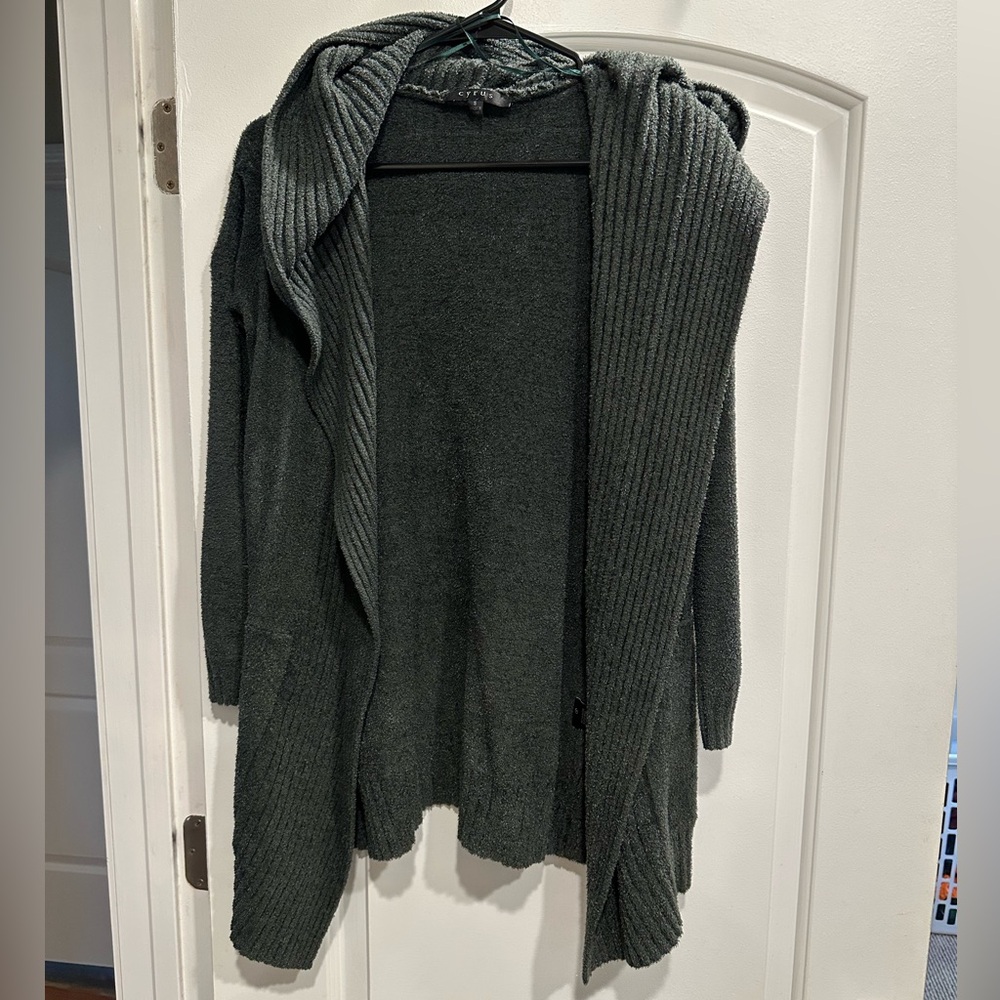Army Green hooded fall Cardigan
